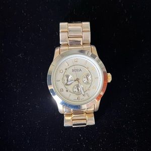 Bora Gold Tone Chronograph Stainless Steel Back Chunky Watch